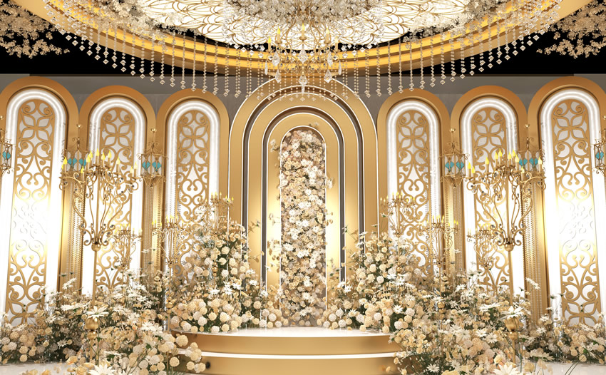 松江香槟色调婚礼堂效果展示